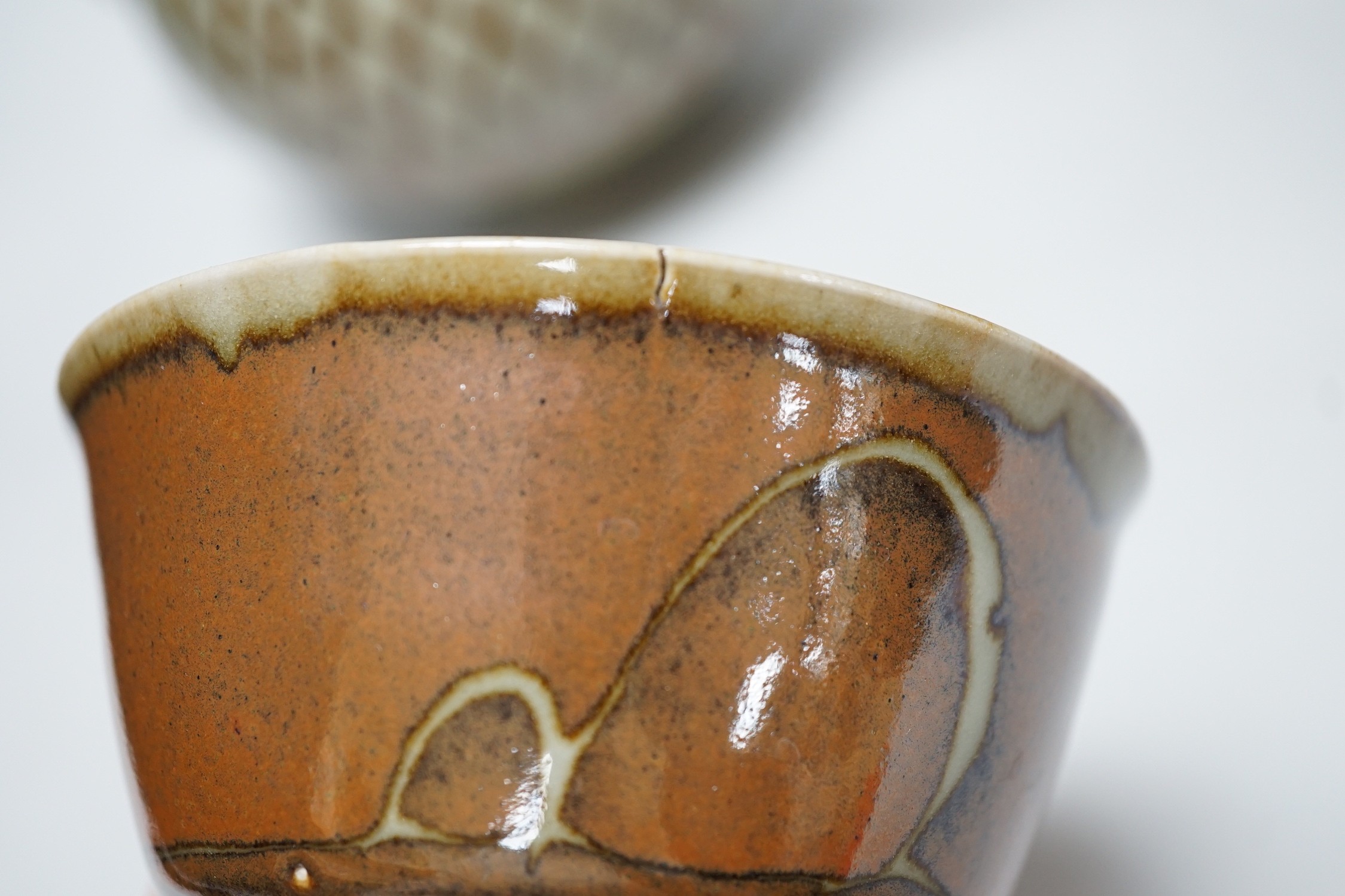 David Frith Brookhouse studio pottery: two teapots and a sugar bowl